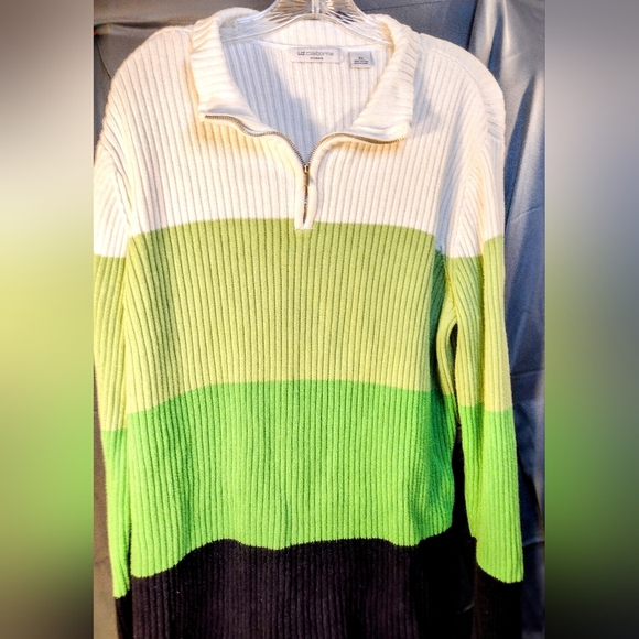 Liz Claiborne Woman Sweater Women's Size 2X Colorblock 1/4 Zip - Picture 2 of 4
